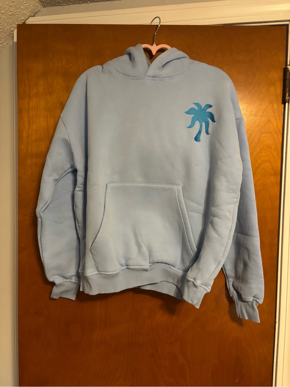 Light Blue Palm Graphic Hoodie - Women